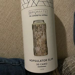 Brumate hopsulator slim can cooler. 3D camo tree pattern.
